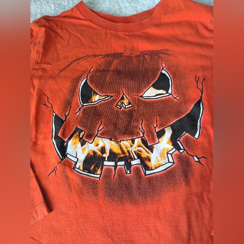Boy's Halloween Pumpkin Shirt Size Small 5/6 - Picture 2 of 4